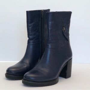 Paloma Sport Blue Heeled Leather Zip Boots EU 36 US 5.5